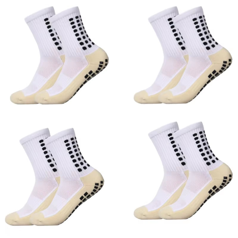 4 Pairs of Men'S Soccer Socks Non-Slip Grip Pad Football Basketball Socks