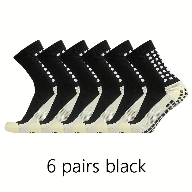 6 Pairs Professional Silicone Non-Slip Football Socks Men Women Breathable Outdoor Sports Soccer Grip Socks