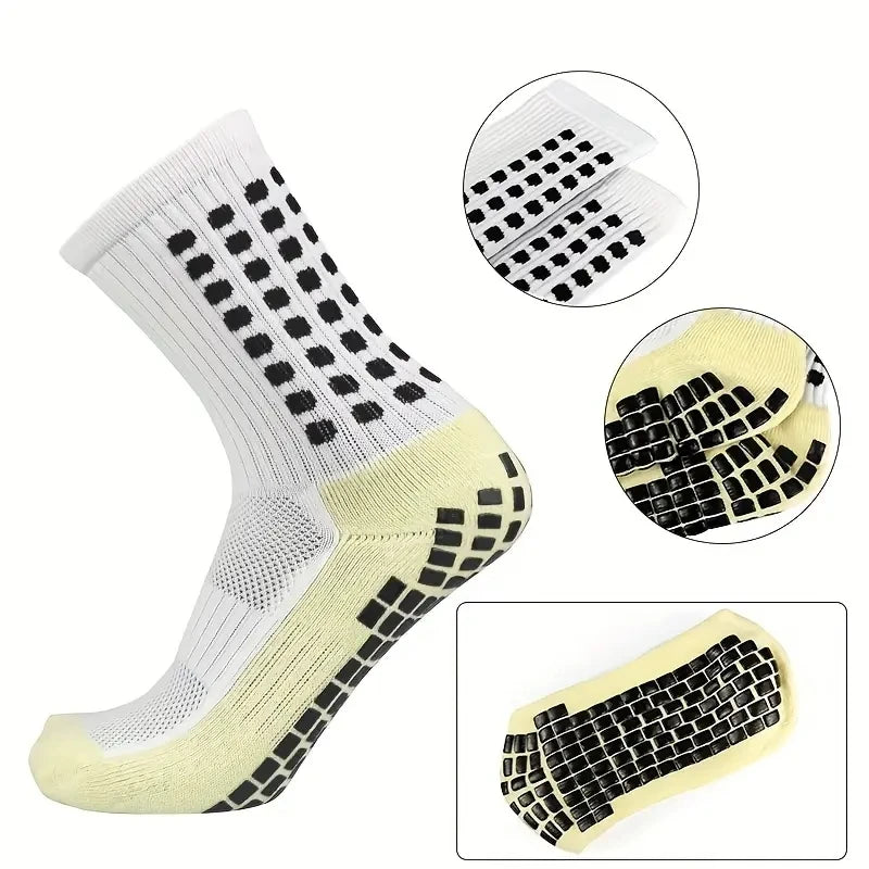 6 Pairs Professional Silicone Non-Slip Football Socks Men Women Breathable Outdoor Sports Soccer Grip Socks