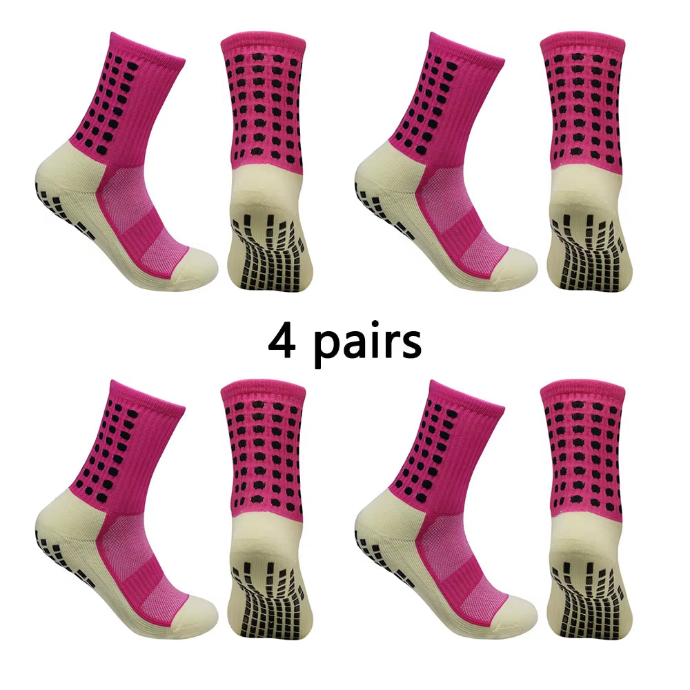 4 Pairs of Men'S Soccer Socks Non-Slip Grip Pad Football Basketball Socks