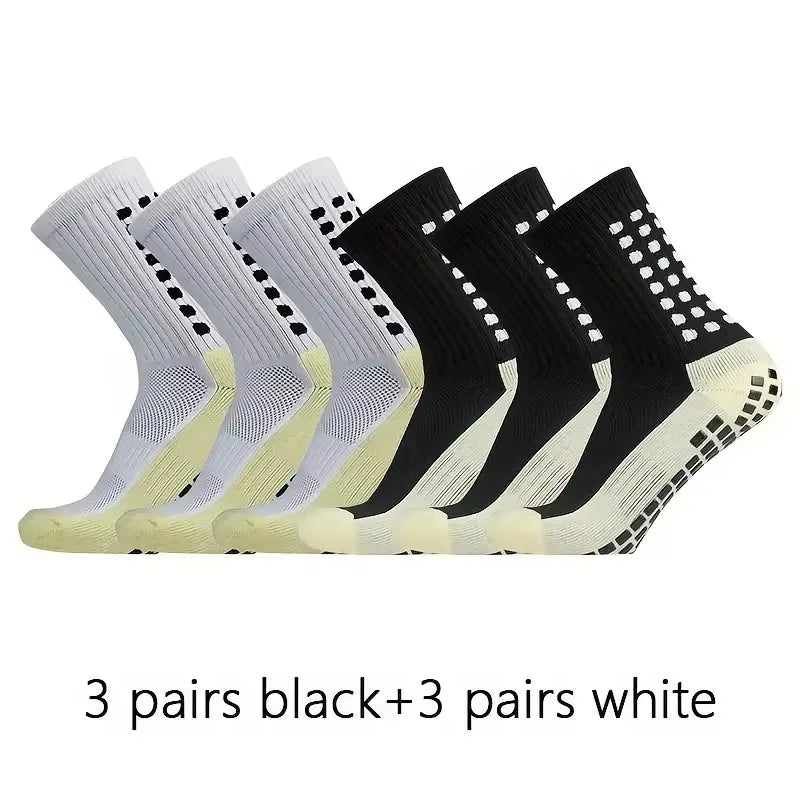 6 Pairs Professional Silicone Non-Slip Football Socks Men Women Breathable Outdoor Sports Soccer Grip Socks