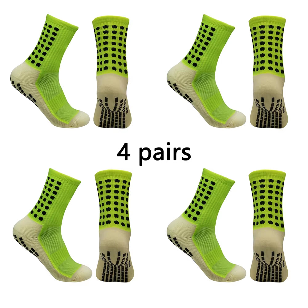 4 Pairs of Men'S Soccer Socks Non-Slip Grip Pad Football Basketball Socks