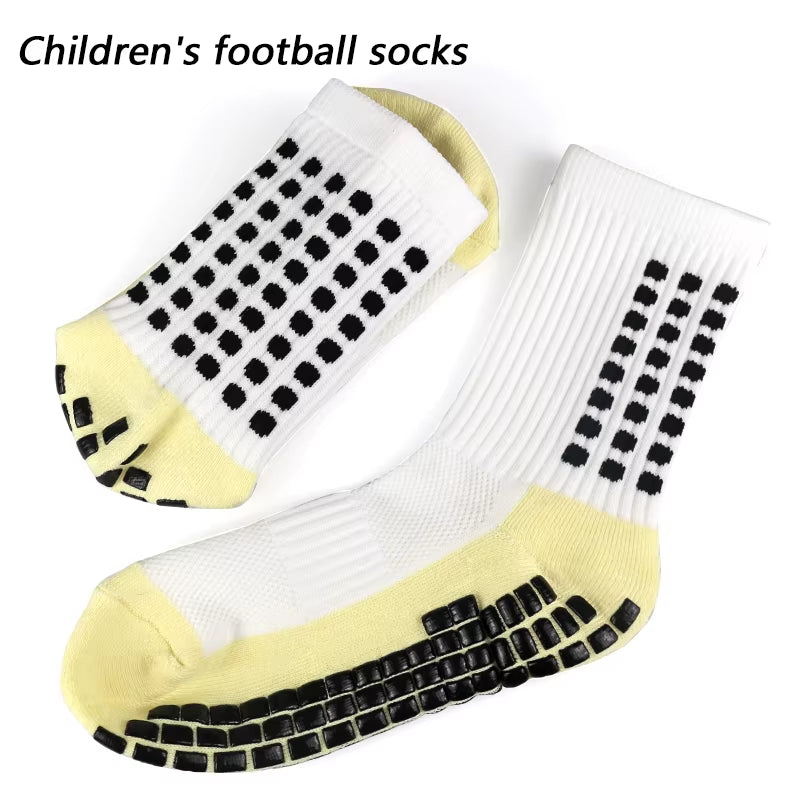 3 Pairs 34-39 Children Breathable Sports Soccer Socks Square Silicone Non-Slip Grip Football Socks Calcetines Hombre