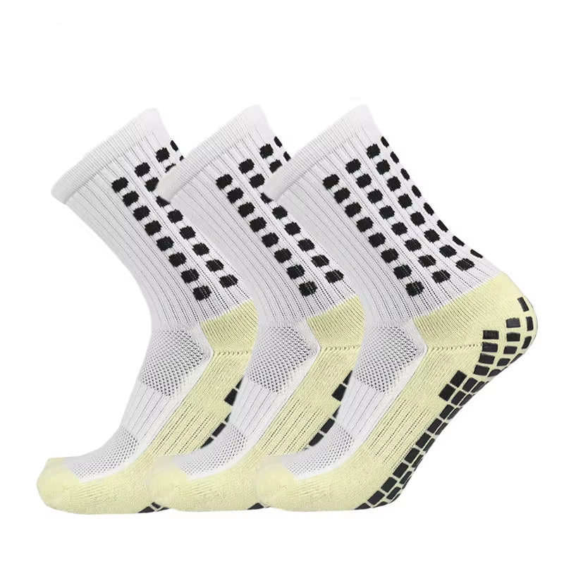 3 Pairs 34-39 Children Breathable Sports Soccer Socks Square Silicone Non-Slip Grip Football Socks Calcetines Hombre
