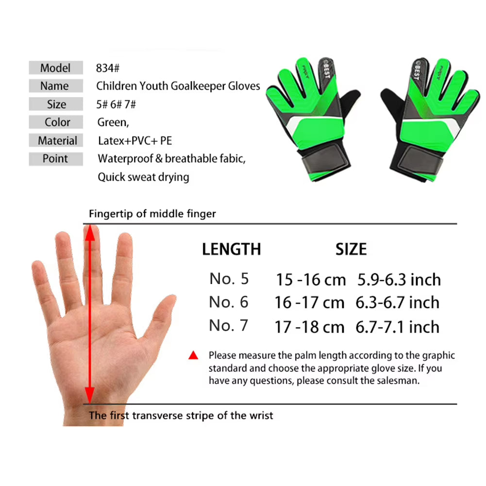 Soccer Goalie Gloves Latex Support Football Goalkeeper Gloves Full Finger Protection Anti-Slip Breathable for Kids Adults